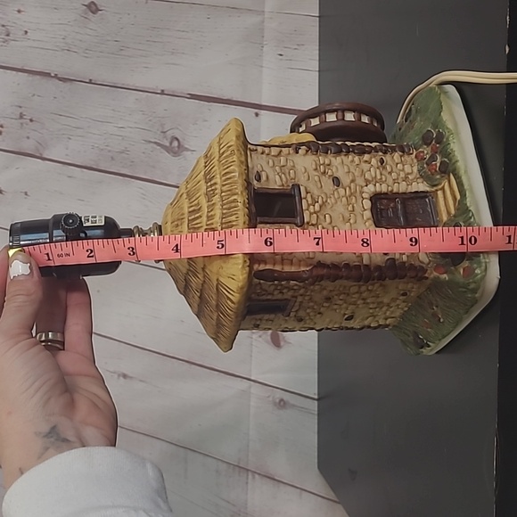 Vintage 90s House Of Lloyd Ceramic Cabin Water Wheel Light Up Table Lamp 10.5 " - Picture 10 of 10